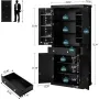 72” Kitchen Pantry Cabinet, Tall Storage Cabinet with 4 Doors and 1 Drawer, Freestanding Cupboard with 6 Hanging Shelves