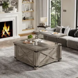 Lift Top Coffee Table with Storage, 35.7 W Square Coffee Tables for Living Room, Small Coffee Table with Large Hidden