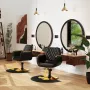 Black and Gold Salon Chair, New Hair Stylist Chair with Soft Comfortable Cushion, Stainless Steel Armrest, 360°Swivel