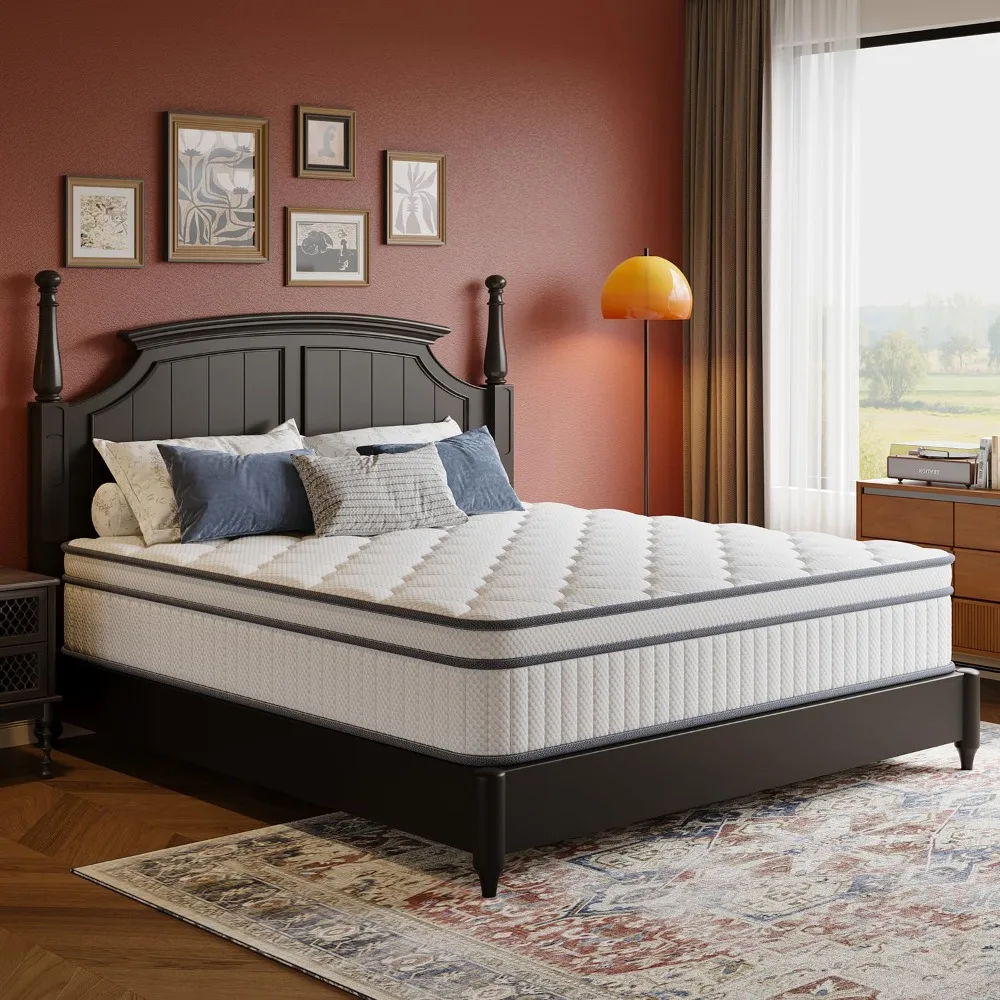 Full Size Mattress, 14 Inch Full Mattress in a Box, Innerspring Hybrid with Cooling Gel Memory Foam, Customized