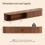 71 Floating TV Stand with Power Outlet for TVs up to 80, Fluted Entertainment Center with Remote Control for LED Lights