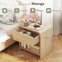 Modern Night Stand Set 2 with Storage Drawer & Open Shelves, 24