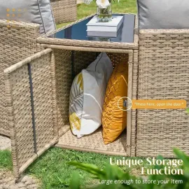 11-Piece Outdoor Wicker Sectional Sofa Set with Storage Wedge Table, Weather-Resistant