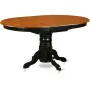 5-Pcs Dining Room Furniture Set, An Oval Kitchen Table with Butterfly Leaves and 4 Linen Upholstered Dining Chairs, 42x60 Inches