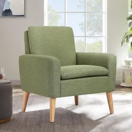Accent Chair Set of 2 Living Room Mid-Century Modern Chair, Upholstered Fabric Comfy Club Armchair Pair of Leisure Sofa Chairs