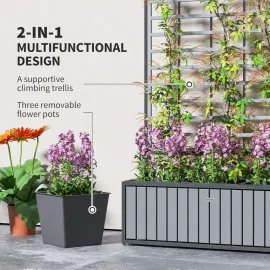 Wooden Raised Garden Bed with Trellis, Removable Pots, Drainage Holes for Climbing Vines, Vegetables, Flowers, Customized
