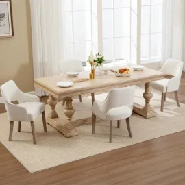 Dining Chairs Set of 2 Linen Upholstered Accent Kitchen Chair with Hollow Back/Padded Seat/Wood Legs for Dining Room Restaurant