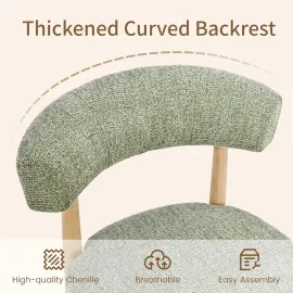 Wooden Dining Chairs Set of 4, Modern Upholstered Dining Room Chairs with Rubberwood Legs and Curved Backrest for Farmhouse