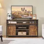 TV Stand for 65 Inch TV, Farmhouse Entertainment Center with Storage, Wood Tall TV Stands for Living Room with Sliding