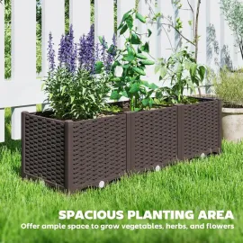4 x 1 x 1 ft Raised Garden Bed, Indoor Outdoor Plastic Planter Box with Drainage Holes, Drain Plugs and Water, Customized