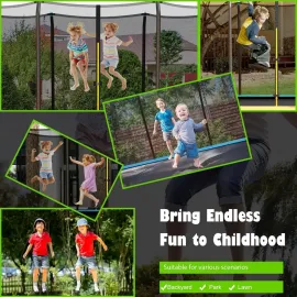 8' X 14' ASTM Certified Rectangular Trampoline with Fence, Ladder, Double-sided Galvanized Steel Frame, 440 Lbs Max Capacity