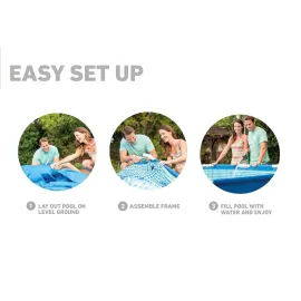 4 Person Metal Frame Outdoor Above Ground Pool Set with Drain Plug, Filter Pump, and 6 Type H Replacement Filter, Customized