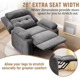 Power Recliner Chair for Adults, Oversized Electric Recliner with Thickened Cushions, Chenille Fabric Reclining, Customized
