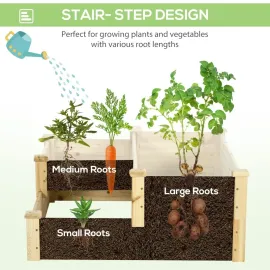 3 Tier Raised Garden Bed, Outdoor Planter Box, Wooden Garden Box with Open Bottom for Growing Vegetables, Herbs, Customized