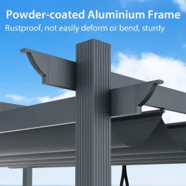 10x13 Ft Pergola, Heavy-Duty Aluminum Outdoor Pergola with Retractable Sun Shade Canopy, Extra Large Patio Shelter