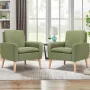 Accent Chair Set of 2 Living Room Mid-Century Modern Chair, Upholstered Fabric Comfy Club Armchair Pair of Leisure Sofa Chairs