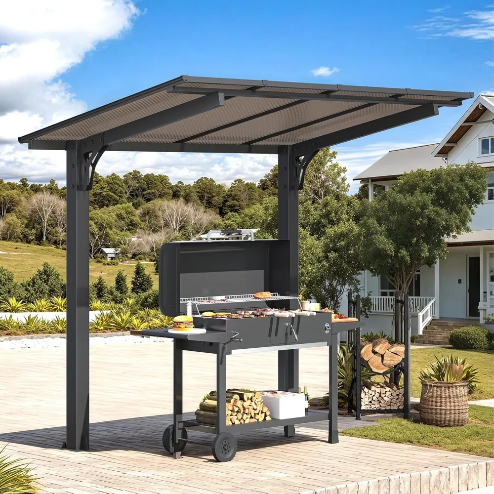 8' x 5' Grill Gazebo Outdoor Pergola for Patio, Freestanding Lean to Hardtop Gazebo Carport Pergolas and Gazebos, Customized