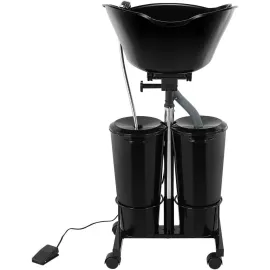 Plastic Shampoo Bowl Unit with 2 Bucket with Electric Pump and Drain Hoses, 270 Degree Rotation of Shampoo Basin