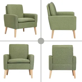 Accent Chair Set of 2 Living Room Mid-Century Modern Chair, Upholstered Fabric Comfy Club Armchair Pair of Leisure Sofa Chairs