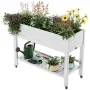 Elevated Raised Garden Bed with Wheels, Outdoor Large Resin Patio Planter Box Stand Divisible with Drain Plug, Water, Customized