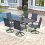 Patio Dining Table for 6 Person, Outdoor Metal 63x38 Inch Rectangle Table with 1.57