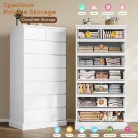 White Tall Dresser for Bedroom with 8 Drawers, 59...