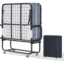Folding Bed with Mattress,75X38 Twin Size Frame, Portable roll Away Bed with Memory Foam Mattress