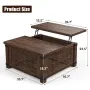 Lift Top Coffee Table with Storage, 35.7 W Square Coffee Tables for Living Room, Small Coffee Table with Large Hidden