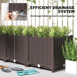 4 x 1 x 1 ft Raised Garden Bed, Indoor Outdoor Plastic Planter Box with Drainage Holes, Drain Plugs and Water, Customized