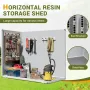 41 Cubic Foot Outdoor Horizontal Storage Shed, Weatherproof Resin Storage Shed, Thickened Floor, Gas Spring, Lockable Door