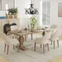 Dining Chairs Set of 2 Linen Upholstered Accent Kitchen Chair with Hollow Back/Padded Seat/Wood Legs for Dining Room Restaurant