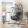 Double Hanging Egg Chair with Stand, Foldable 2-Person Wicker Porch Swing Chair Outdoor Indoor, Heavy Duty Rattan, Customized