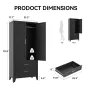 Black Metal Wardrobe Closet with 2 Drawers, 71
