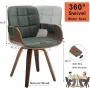 MCM Dining Chair Set of Two, Swivel Faux Leather Dining Chairs with Arms and Curved Back, Bentwood Structure, Walnut Finish