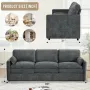 Modern Sofa, 89 Cloud Couch w/Pillows, Pocketed Spring Seats, Comfy 3-Seater Plush Foam Cushions, Chenille Fabric