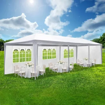 10' X 30' Outdoor Waterproof Gazebo Canopy Tent with Removable Side Walls and Windows, Heavy Duty Tent, White