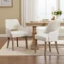 Dining Chairs Set of 2 Linen Upholstered Accent Kitchen Chair with Hollow Back/Padded Seat/Wood Legs for Dining Room Restaurant