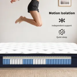Queen Mattress, 14 Inch Hybrid Memory Foam Mattress in a Box, Cooling Gel for Pressure Relief & Back Pain Support, Customized