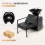 Salon Shampoo Bowl and Chair, Hair Washing Station w/Tilting Sink & Storage Cabinet, Backwash Barber Chair