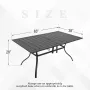 Patio Dining Table for 6 Person, Outdoor Metal 63x38 Inch Rectangle Table with 1.57