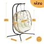 Double Swing Egg Chair with Stand, Oversized 2 Person Indoor Outdoor Wicker Patio Basket Hanging Chair with Beige, Customized