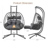 Double Egg Chair with Adjustable Footrest & Stand, Rattan Hammock Swing Loveseat with Cushions & Headrests, Customized