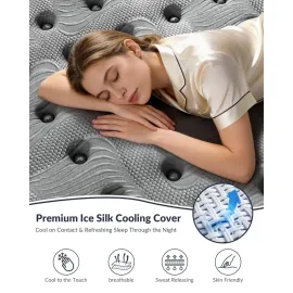 Firm Queen Mattress 14 inch, Cooling Hybrid Mattress in a Box with 5-Zone Support, Luxury Hotel-Collection Design, Customized