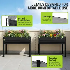 48x24x32in Outdoor Galvanized Raised Garden Bed with Legs, 600LB Elevated Planter Box for Vegetable, Flowers, Customized