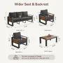 Aluminum Patio Furniture Set, 5 Seats Sectional Metal Patio Furniture with Coffee Table, 6'' Thick Cushions, Customized