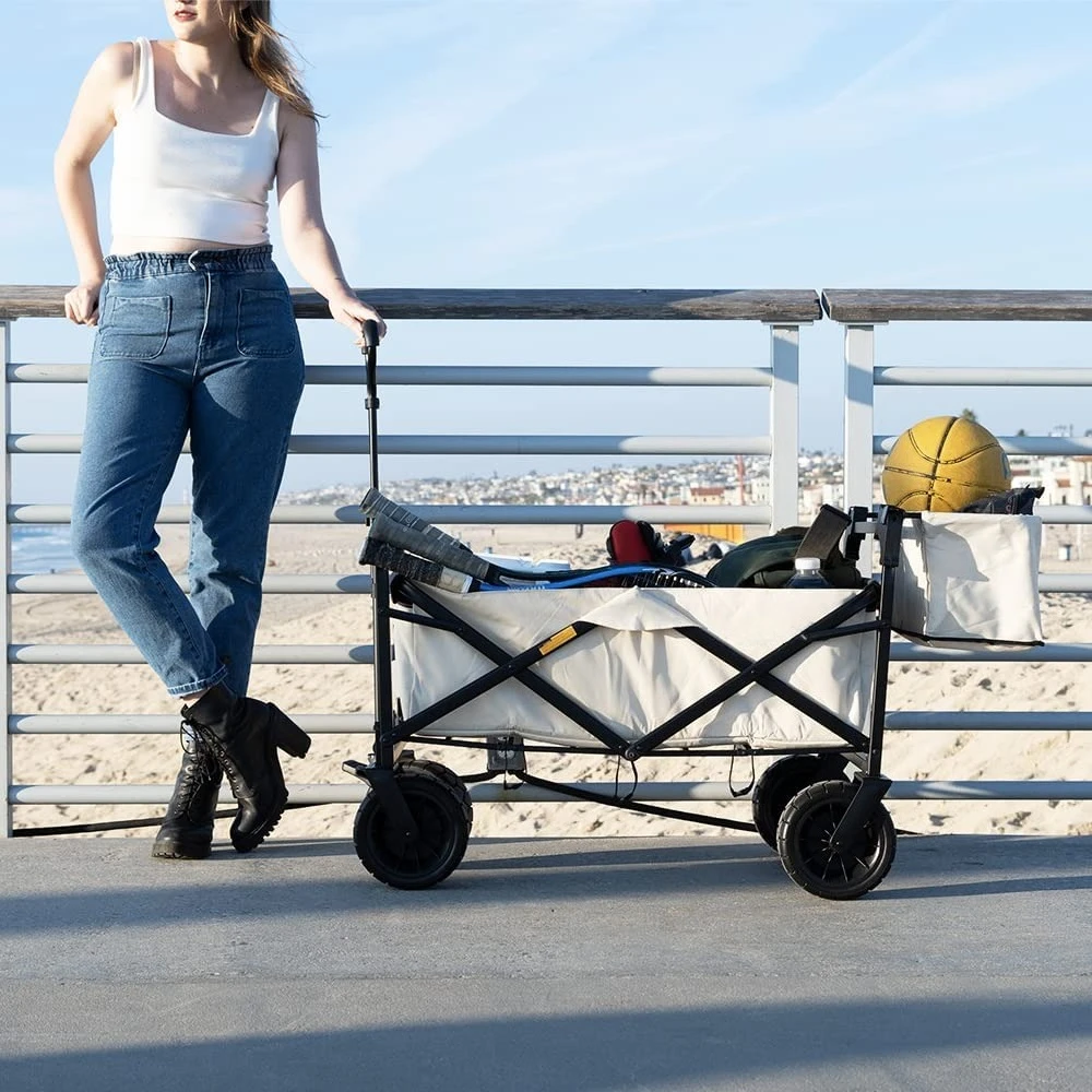 Collapsible Folding Garden Outdoor Park Utility Wagon Picnic Camping Cart with Bearing and Brake 8