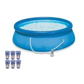 15ft x 48in Easy Set Outdoor Above Ground Swimming Pool Kit with Ladder, Cover, 1000 GPH GFCI Filter Pump, Customized