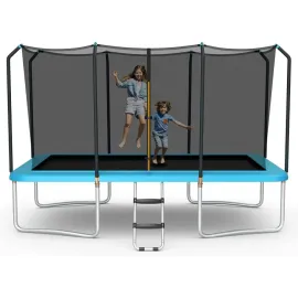 8' X 14' ASTM Certified Rectangular Trampoline with Fence, Ladder, Double-sided Galvanized Steel Frame, 440 Lbs Max Capacity