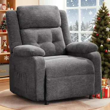 Power Recliner Chair for Adults, Oversized Electric Recliner with Thickened Cushions, Chenille Fabric Reclining, Customized