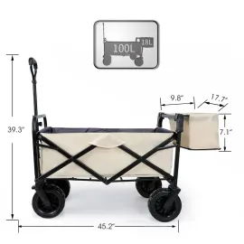 Collapsible Folding Garden Outdoor Park Utility Wagon Picnic Camping Cart with Bearing and Brake 8